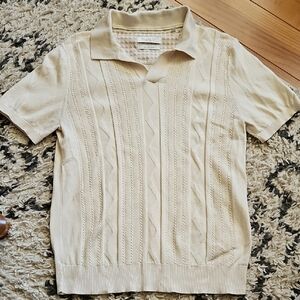 Denim & Flower Beige Knit Polo Shirt